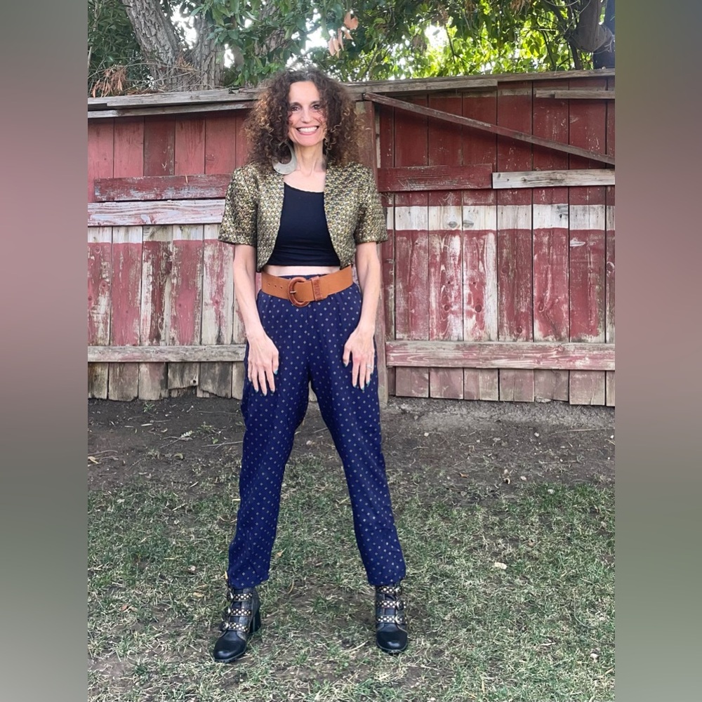 1980’s High Waisted Pants With Gold Print